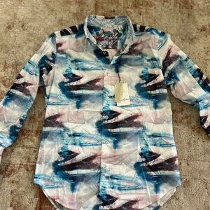 Robert Graham Blue and Black Abstract Shirt